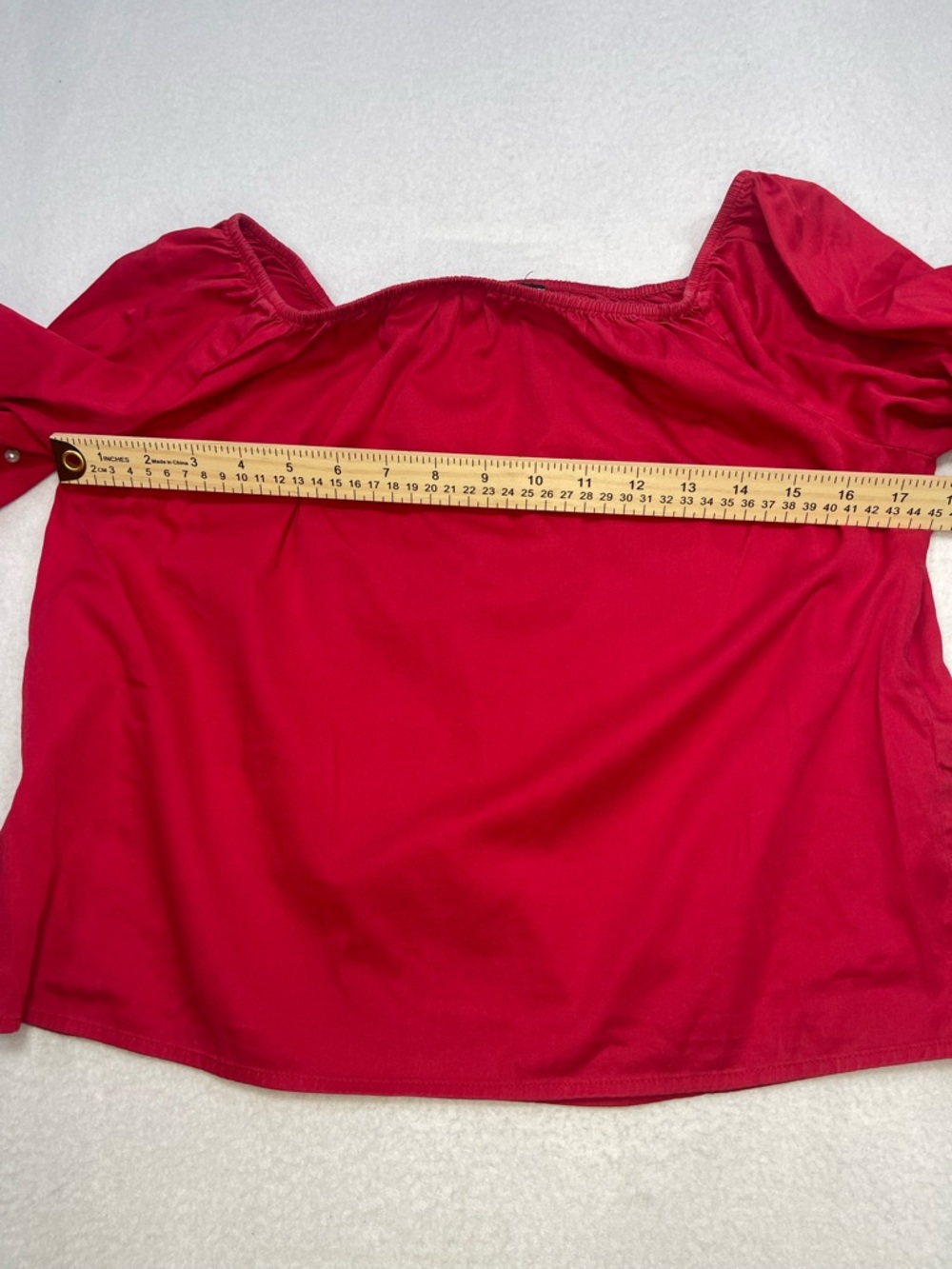 Guess Red Off Shoulder Blouse Small Ruffle Sleeve Pearl Detail Top - Picture 5 of 7